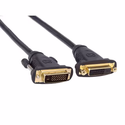DVI Extension Cable - 3 m, Dual-Link, DVI-D (24+1) Female to Male, Digital, Full HD 1080P 60Hz, Colour Black, kpdvimf3, 3 m