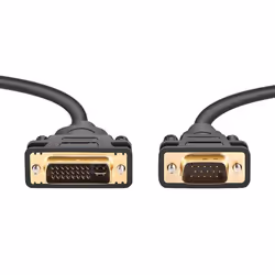 DVI-VGA Connection Cable 5 m DVI-I (24+5) VGA 15-Pin Male to Male Cable for PC (Analogue) / DVI-I Devices Colour Black