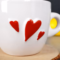 White Ceramic Espresso Cup with Red Hearts - Dishwasher safe