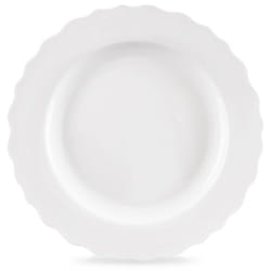 White Porcelain Dinner Plate with Wavy Edge, Dishwasher Safe