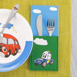 Car Motif Felt Cutlery Cover - Encourages independent eating