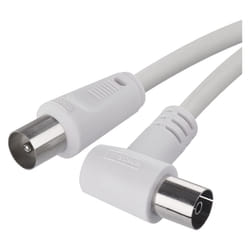 Aerial Cable, Coaxial Cable, TV Cable, 2.5 m, Coax Cable for Digital TV, Receiver, SAT, Double Shielded, Straight Coax Male to Angled Coax Female (90?