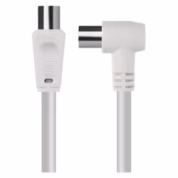 Aerial Cable, Coaxial Cable, TV Cable, 2.5 m, Coax Cable for Digital TV, Receiver, SAT, Double Shielded, Straight Coax Male to Angled Coax Female (90?