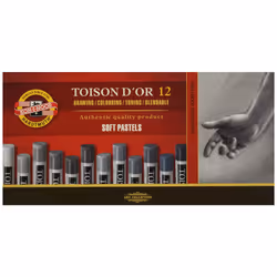 Koh-I-Noor TOISON D'OR 8522 Artist's Soft Pastels - Grey (Pack of 12)