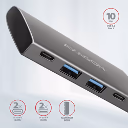 Axagon HMC-4G2 interface hub USB 3.2 Gen 2 (3.1 Gen 2) Type-C 10000 Mbit/s Grey - Additional view 4