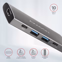 Axagon HMC-5G2 laptop dock/port replicator Wired USB 3.2 Gen 2 (3.1 Gen 2) Type-C Grey - Additional view 4