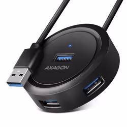 Axagon HUE-P1A, USB 3.2 Gen 1 (3.1 Gen 1) Type-A, USB 3.2 Gen 1 (3.1 Gen 1) Type-A, 5000 Mbit/s, Black, Round cable, 0.3 m