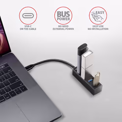 Axagon HUE-M1C interface hub USB 3.2 Gen 1 (3.1 Gen 1) Type-C 5000 Mbit/s Black