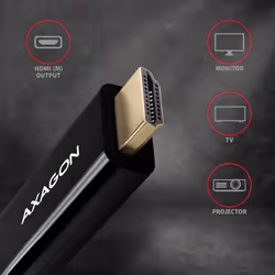 Axagon RVD-HI14C2 video cable adapter 1.8 m HDMI Type A (Standard) DisplayPort Black