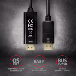 Axagon RVD-HI14C2 video cable adapter 1.8 m HDMI Type A (Standard) DisplayPort Black - Additional view 5