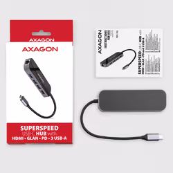 Axagon HMC-6GL laptop dock/port replicator Wired USB 3.2 Gen 1 (3.1 Gen 1) Type-C Black, Grey - Additional view 2