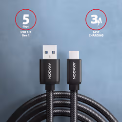 Axagon BUCM3-AM20AB USB cable USB 3.2 Gen 1 (3.1 Gen 1) 2 m USB C USB A Black