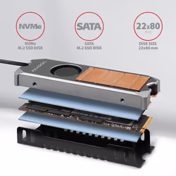 Axagon CLR-M2FAN computer cooling system Solid-state drive Heatsink/Radiatior 2 cm Grey 1 pc(s) - Additional view 4