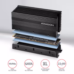 Axagon CLR-M2XL computer cooling system M.2 NVMe SSD, Solid-state drive Heatsink/Radiatior Black 1 pc(s)