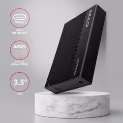 Axagon EE35-GTR USB-C 5Gbps - SATA 6G, 3.5 RIBBED box BLACK - USB Typ C HDD enclosure 3.5"