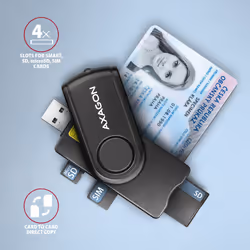 Axagon CRE-SMP2A USB Smart card & SD/microSD/SIM PocketReader smart card reader Indoor USB 2.0 Black - Additional view 3