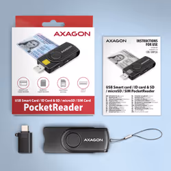 Axagon CRE-SMP2A USB Smart card & SD/microSD/SIM PocketReader smart card reader Indoor USB 2.0 Black - Additional view 8