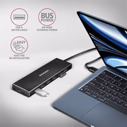 Axagon HUE-F7A 7x USB 3.2 Gen 1 ALU FLAT hub micro power IN 1m USB-A USB 3.2 Gen 1 (3.1 Gen 1) Type-A 5000 Mbit/s Black