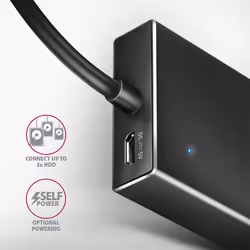Axagon HUE-F7A 7x USB 3.2 Gen 1 ALU FLAT hub micro power IN 1m USB-A USB 3.2 Gen 1 (3.1 Gen 1) Type-A 5000 Mbit/s Black - Additional view 5