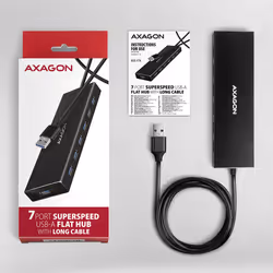 Axagon HUE-F7A 7x USB 3.2 Gen 1 ALU FLAT hub micro power IN 1m USB-A USB 3.2 Gen 1 (3.1 Gen 1) Type-A 5000 Mbit/s Black - Additional view 7