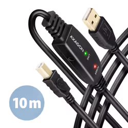 Axagon ADR-210B USB 2.0 A-M -> B-M active connecting/repeater cable 10m - Kabel - Digital/Daten, 10 m, USB A, USB B, USB 2.0, ...