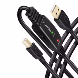 Axagon ADR-210B USB 2.0 A-M -> B-M active connecting/repeater cable 10m - Kabel - Digital/Daten USB cable USB A USB B Black