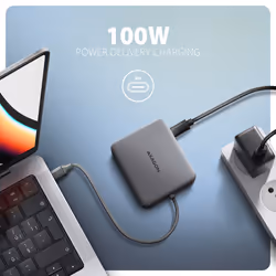 Axagon N HMC-5HL USB 5Gbps hub 2x USB-A HDMI 4k/60Hz RJ-45 GLAN PD 100W kabel USB-C Wired USB 3.2 Gen 1 (3.1 Gen 1) Type-C Silver - Additional view 4