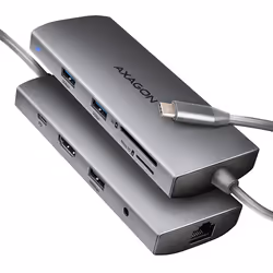 Axagon HMC-8HLSA, Wired, USB 3.2 Gen 1 (3.1 Gen 1) Type-C, 100 W, 3.5 mm, 1.4/2.3, 10,100,1000 Mbit/s