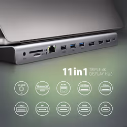 Axagon HMC-4KX3 laptop dock/port replicator Wired USB 3.2 Gen 1 (3.1 Gen 1) Type-C Grey
