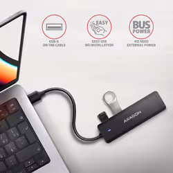 Axagon HUE-C1A interface hub USB 3.2 Gen 1 (3.1 Gen 1) Type-A 5000 Mbit/s Black - Additional view 3