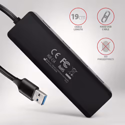 Axagon HUE-C1A interface hub USB 3.2 Gen 1 (3.1 Gen 1) Type-A 5000 Mbit/s Black - Additional view 5