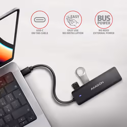 Axagon HUE-C1C interface hub USB 3.2 Gen 1 (3.1 Gen 1) Type-C 5000 Mbit/s Black - Additional view 3
