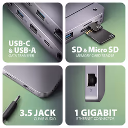 Axagon HMC-12GM2 laptop dock/port replicator Wired USB 3.2 Gen 2 (3.1 Gen 2) Type-C Grey - Additional view 3
