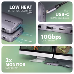 Axagon HMC-12GM2 laptop dock/port replicator Wired USB 3.2 Gen 2 (3.1 Gen 2) Type-C Grey - Additional view 5