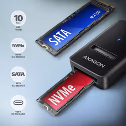 Axagon ADM2-CM USB-C 10Gbps - M.2 NVMe & SATA SSD adapter, 10cm USB-C cable - Additional view 2