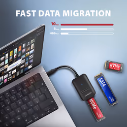 Axagon ADM2-CM USB-C 10Gbps - M.2 NVMe & SATA SSD adapter, 10cm USB-C cable - Additional view 3