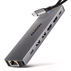 Axagon HMC-7HX2 USB 5Gbps hub, 2x USB-A, USB-C, 2x HDMI 4k/60Hz, RJ-45, PD 100W - Additional view 2