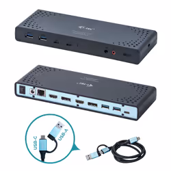 i-tec USB 3.0 / USB-C / Thunderbolt 3 Dual Display Docking Station + Power Delivery 65W, Wired, USB 3.2 Gen 1 (3.1 Gen 1) Typ ...