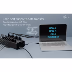 i-tec USB-C/USB-A Metal Charging + data HUB, 15W per port, 20x USB-C - Additional view 4