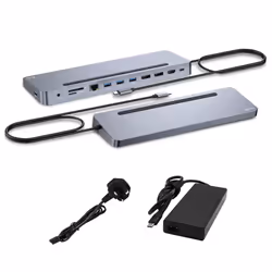 i-tec USB-C Metal Ergonomic 3x 4K Display Docking Station with Power Delivery 100 W + Universal Charger 100 W, Wired, USB 3.2 ...