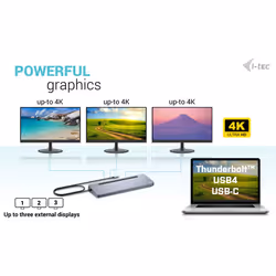 i-tec USB-C Metal Ergonomic 3x 4K Display Docking Station with Power Delivery 100 W + Universal Charger 100 W - Additional view 7