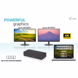 i-tec USB 3.0 / USB-C / Thunderbolt 3 Professional Dual 4K Display Docking Station Generation 2 + Power Delivery 100W - Additional view 8