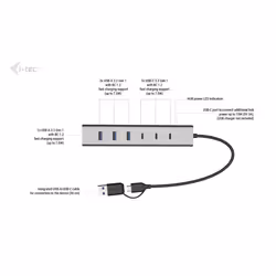 i-tec USB-C/USB-A Charging Metal HUB 7 port (3x USB-C, 4x USB-A) - Additional view 7