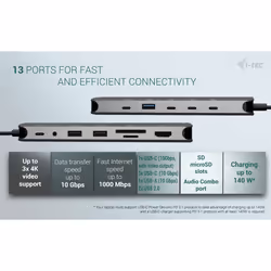i-tec Metal USB-C Nano 3x Display Dock, 2x HDMI 1x USB-C video + Power Delivery 140W - Additional view 7