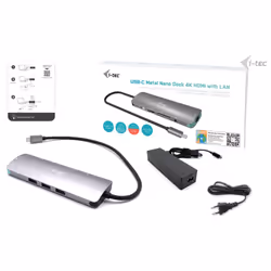 i-tec USB-C Metal Nano Docking Station 4K HDMI LAN with Power Delivery 100W + Universal Charger 100W - Additional view 5