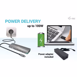 i-tec USB-C Metal Nano Docking Station 4K HDMI LAN with Power Delivery 100W + Universal Charger 100W - Additional view 8