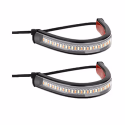 2PCs Universal Motorcycle LED Fork Turn Signal Light Strip DRL White&Amber - White-Yellow 2pcs