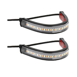 2PCs Universal Motorcycle LED Fork Turn Signal Light Strip DRL White&Amber - White-Yellow 2pcs
