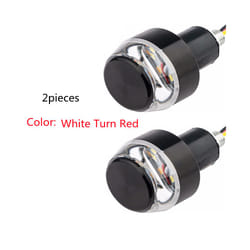 2Pcs 12V Motorcycle LED Handlebar End Turn Signal Light White Yellow Flasher - 2Pc White to Red