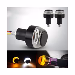 2Pcs 12V Motorcycle LED Handlebar End Turn Signal Light White Yellow Flasher - 2Pc White to Red